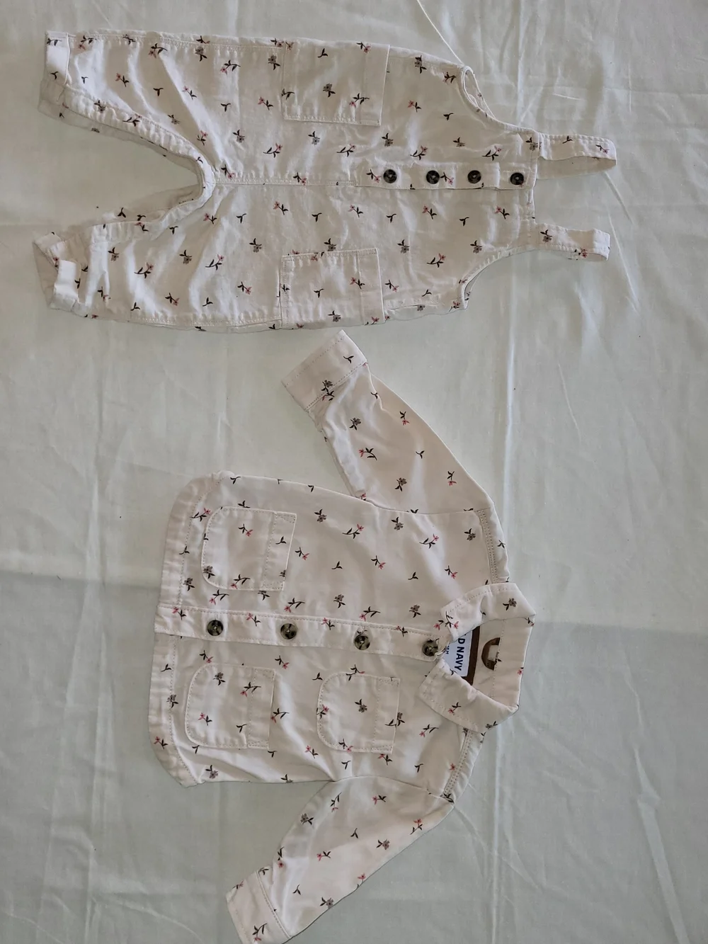 Old Navy Cream Floral Button-Front Jacket & Overall Set